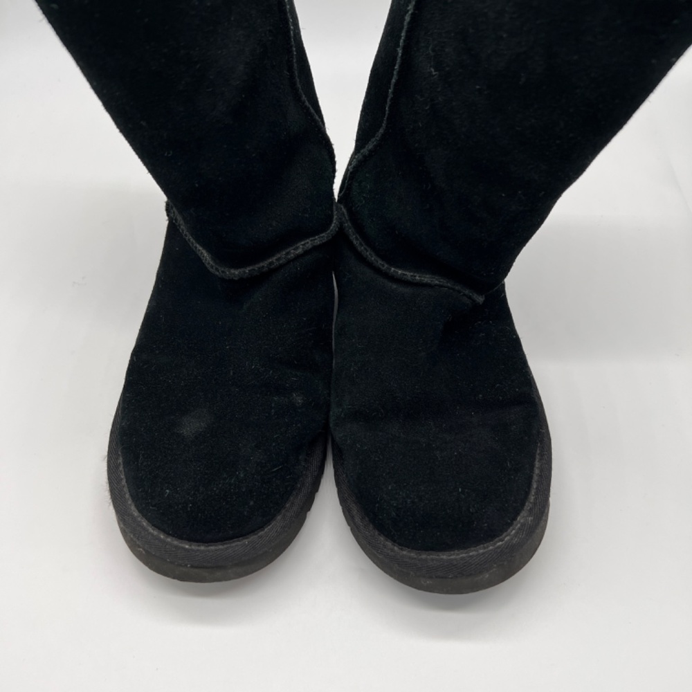 Koolaburra by UGG Black Leather Suede Calf Boots Y2K Faux Fur Lined Women Size 7 - Picture 13 of 14